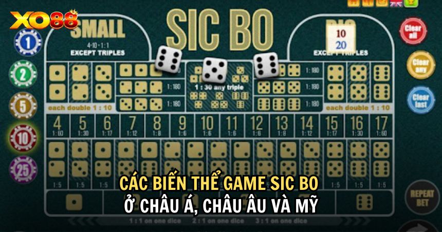 Các biến thể game Sic Bo ở châu Á, châu Âu và Mỹ