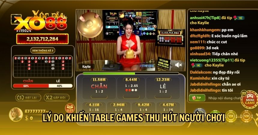 Lý do khiến Table Games tại XO88 luôn thu hút người chơi